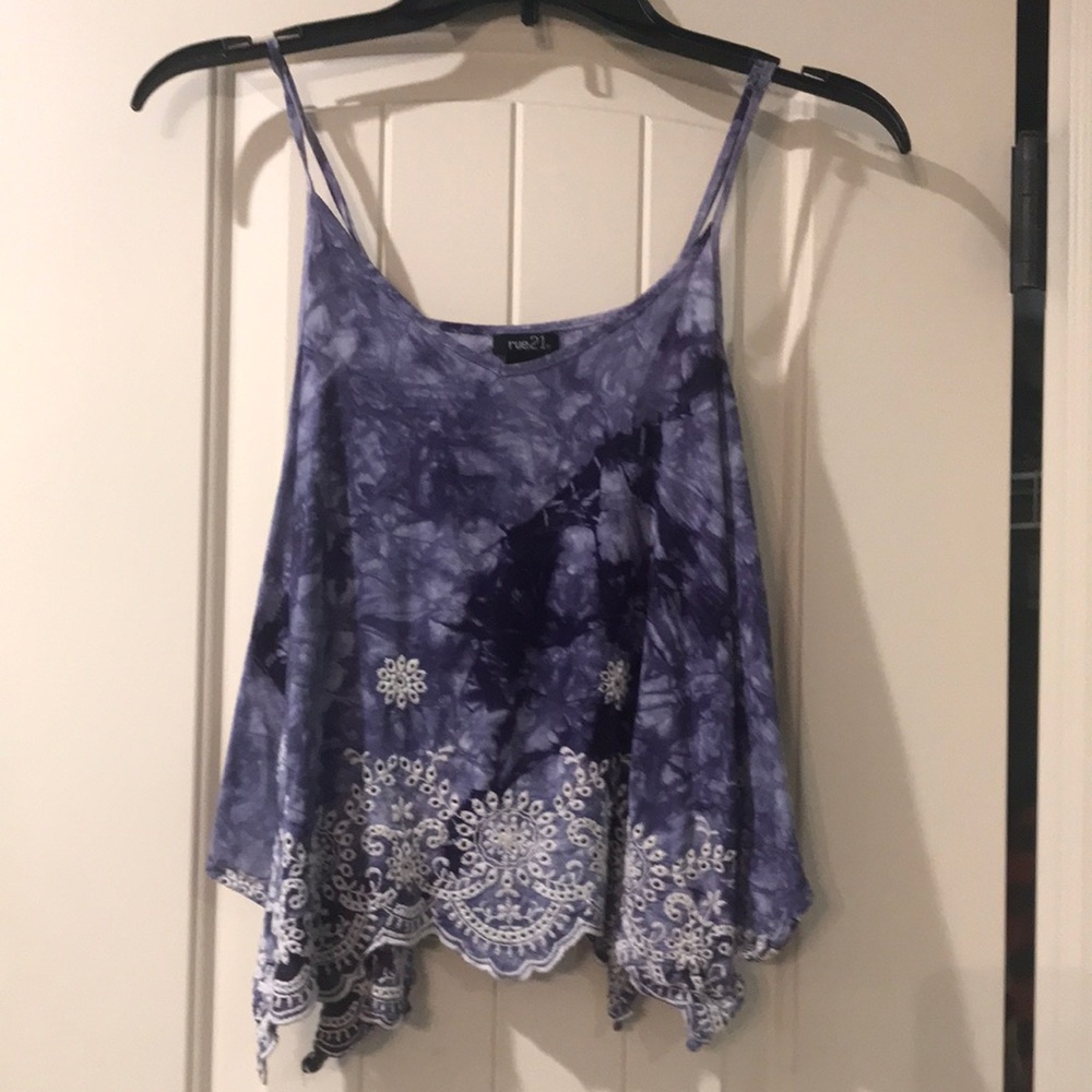 Rue21 Floral Purplish Blue Top Size S